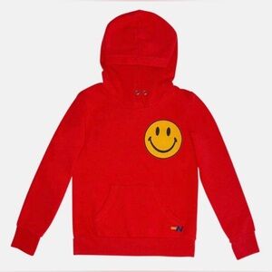 Aviator Nation Kids Boys Girls Size 10 Red Yellow Smiley Face Hoodie Sweatshirt